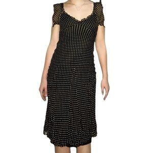 Fiori Di Zucca Polka Dot Midi Dress in Black/Tan